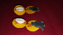 Fabric Dangler Earrings – Kawri & Vintage Coin Charm