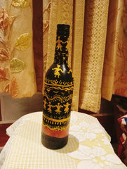 Warli Art Hand-Painted Decorative Bottle