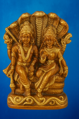 Bankura Handmade Terracotta Divine Vishnu-Lakshmi on Sheshnag Idol - Traditional Indian Home Decor