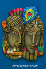 Bankura Handmade Terracotta Radha Krishna Wall Hanging - Traditional Indian Home Decor